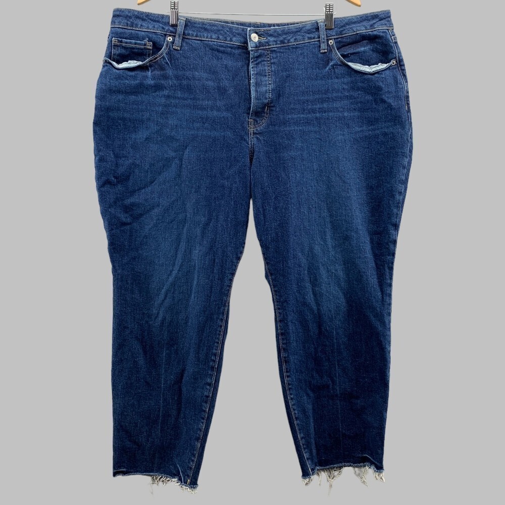 Old Navy Button Fly High Rise Curvy O.G. Straight Jeans Plus Size 22 Raw Hem